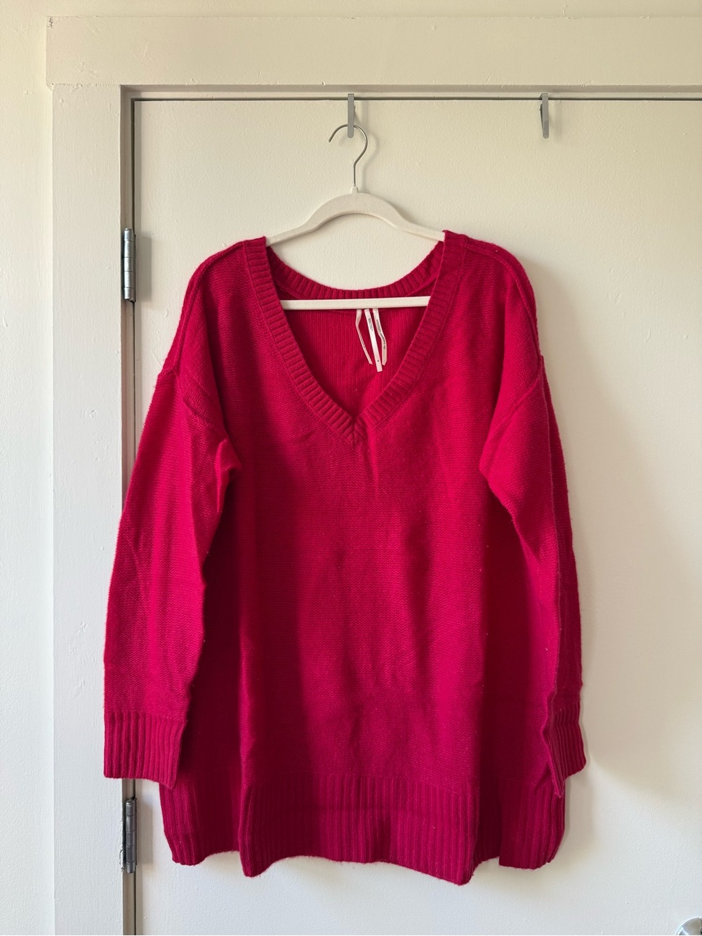 Anthropologie Bright Red V-Neck Sweater